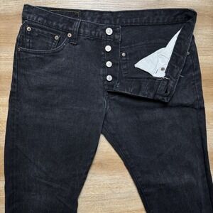 Vintage Levis 501 Jeans Men 32x32 Black Original Fit Button Fly Big E Hemmed 26"